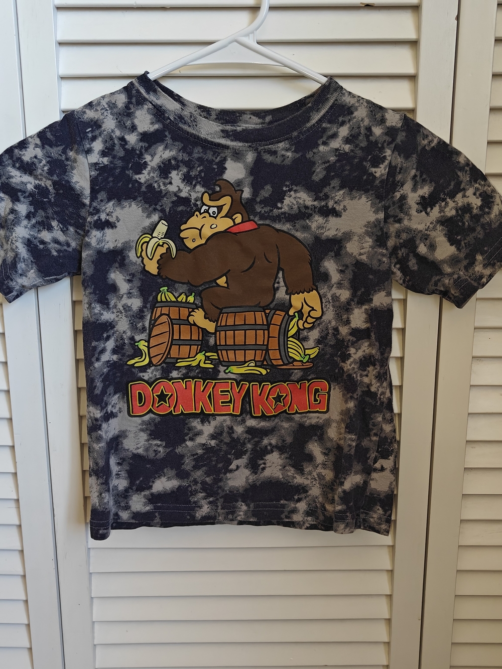 Donkey Kong Kids Tie-Dye Graphic Tee - Black & Gray Size 5T